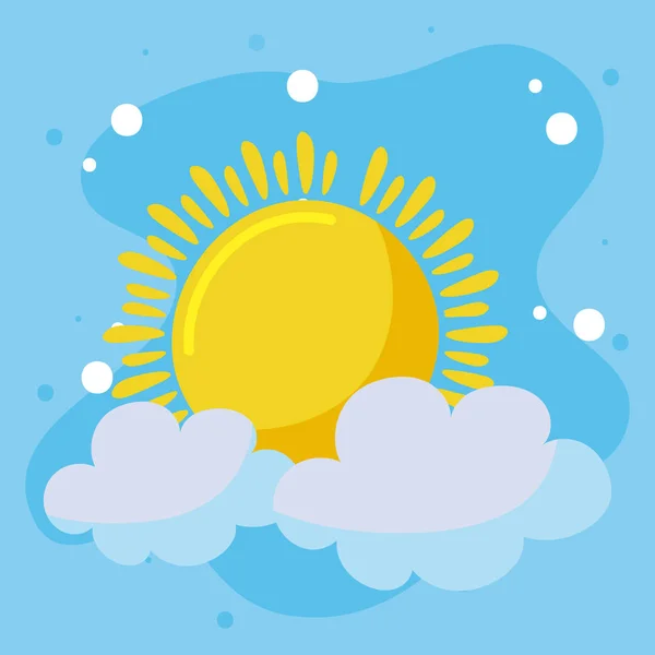 Summer sun and clouds vector design — Stock Vector