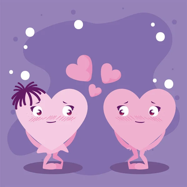 Females hearts cartoons vector design — 스톡 벡터