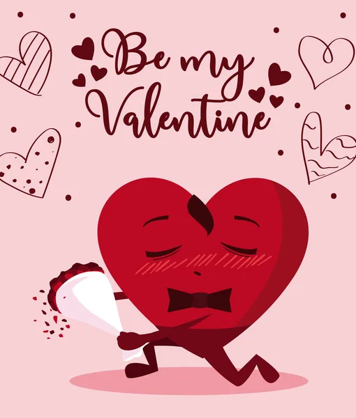 Sevgililer günü vektör tasarımının erkek kalp karikatürü — Stok Vektör