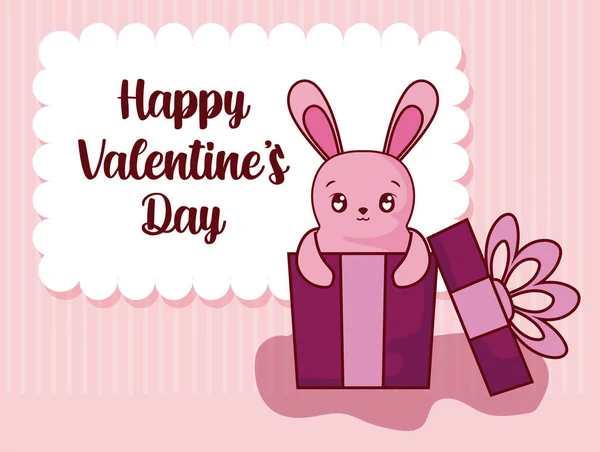 Кроличья карикатура с подарком на день святого Валентина векторный дизайн — стоковый вектор