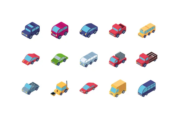 Isolated isometric cars icon set vector design — 스톡 벡터