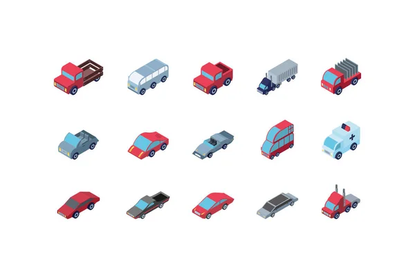 Isolated isometric cars icon set vector design — Stock Vector