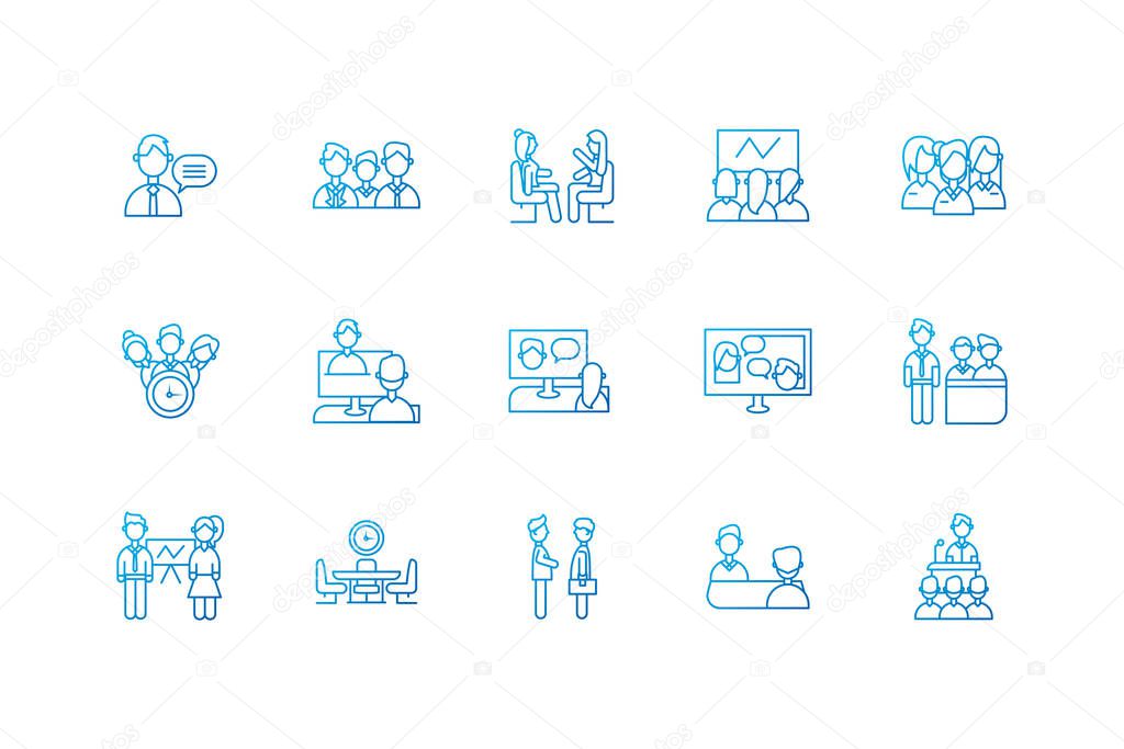 Isolated people meeting icon set vector design