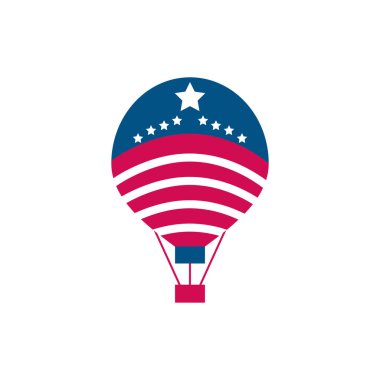 İzole edilmiş ABD bayrağı sıcak hava balonu vektör tasarımı