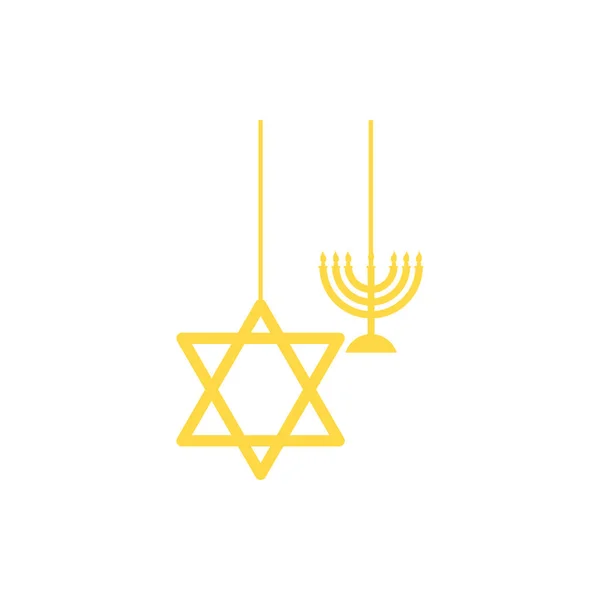 Μεμονωμένο εβραϊκό αστέρι και διανυσματικός σχεδιασμός μενόρας — Διανυσματικό Αρχείο