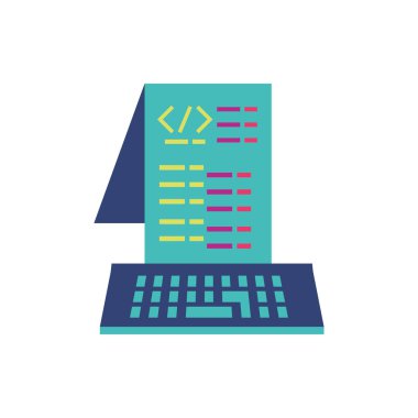 İzole web sitesi kodu ve klavye vektör tasarımı