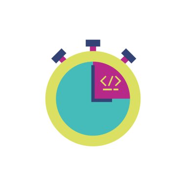 İzole web sitesi kodu ve kronometre vektör tasarımı