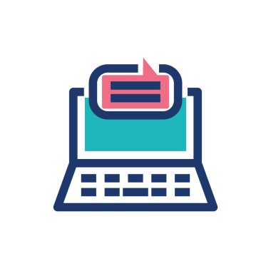 İzole iletişim balonu ve dizüstü bilgisayar vektör tasarımı