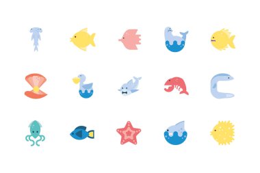 İzole edilmiş deniz yaşamı ikonu vektör tasarımı