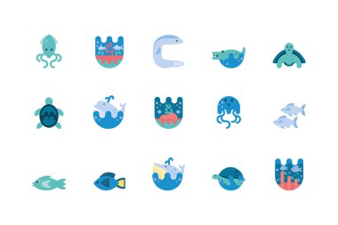 İzole edilmiş deniz yaşamı ikonu vektör tasarımı