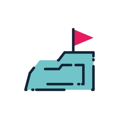 Dağ vektör tasarımı üzerindeki izole yarış bayrağı