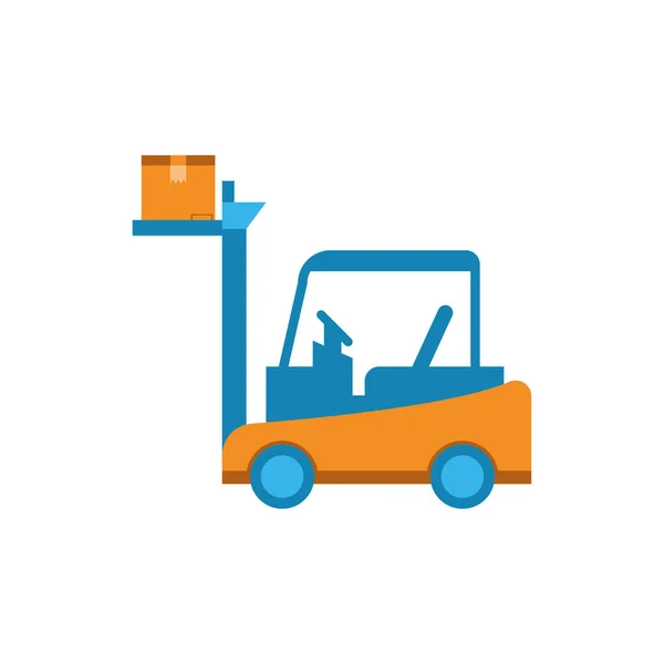 Isolated delivery box over forklift vector design — 스톡 벡터