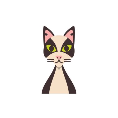 Şirin beyaz ve siyah kedi çizgi film vektör tasarımı