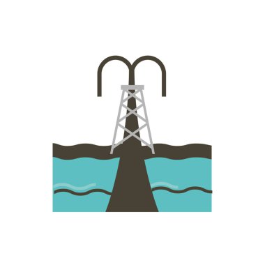 İzole sanayi rafinerisi ve deniz vektör tasarımı