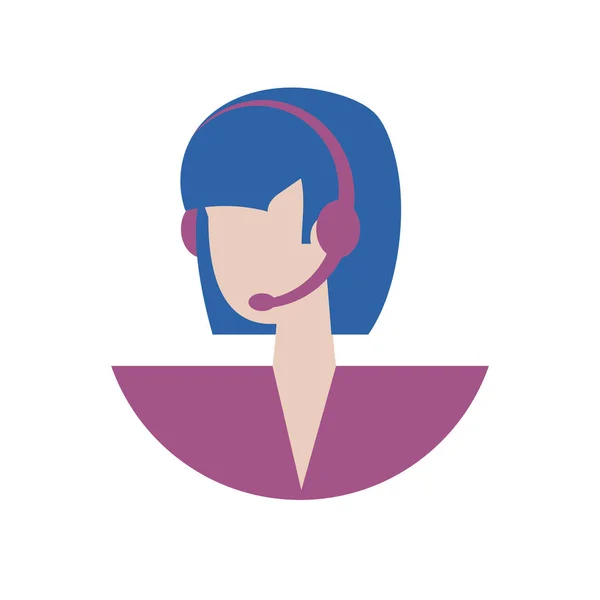 Mujer de negocios avatar con diseño de vectores de auriculares — Vector de stock