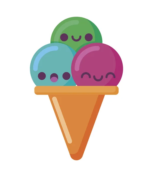 Kawaii helados diseño de vectores de dibujos animados — Vector de stock