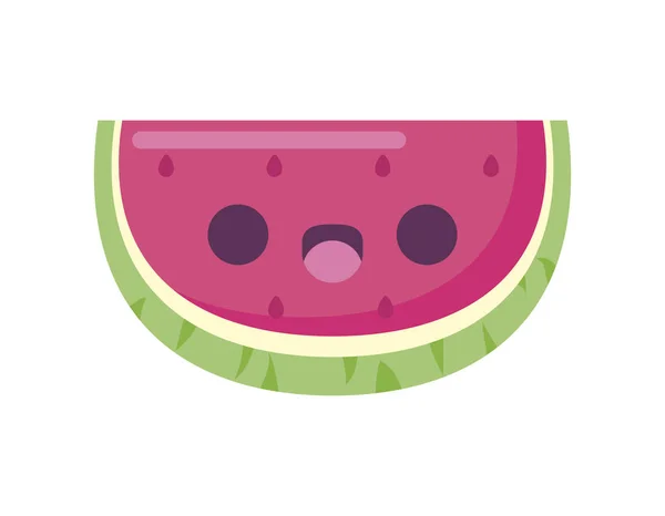 Kawaii pastèque fruit dessin animé vecteur design — Image vectorielle