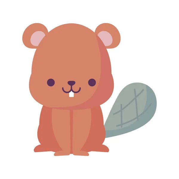 Kawaii beaver cartoon vektordesign — Stockvektor