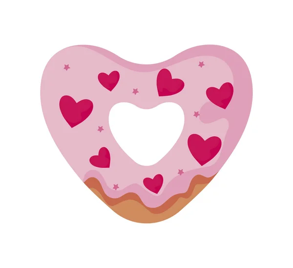 Μεμονωμένο ντόνατ με καρδιά διανυσματικό σχεδιασμό — Διανυσματικό Αρχείο