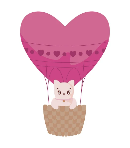 Cat cartoon inside hot air balloon vector design — Stock Vector