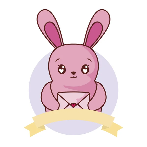 Rabbit cartoon with love card vector design — Stock Vector