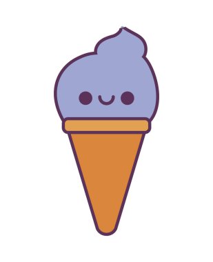 Kawaii dondurma çizgi film vektör tasarımı