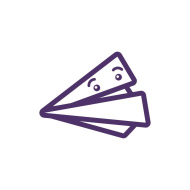 Kawaii kağıt uçak karikatür vektör tasarımı