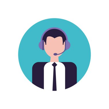 Kulaklık vektör tasarımlı iş adamı avatarı
