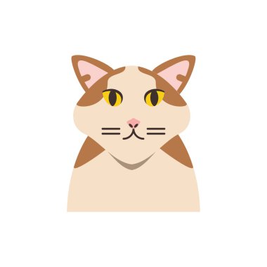 Şirin beyaz ve kahverengi kedi çizgi film vektör tasarımı