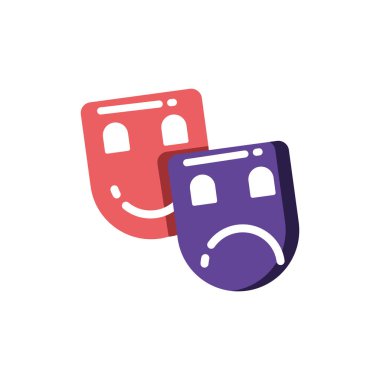 İzole edilmiş mutlu ve üzgün maske vektör tasarımı