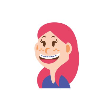 Kırmızı saç vektör tasarımlı izole kız çizgi filmi.