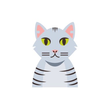 Şirin gri ve çizgili kedi çizgi film tasarımı