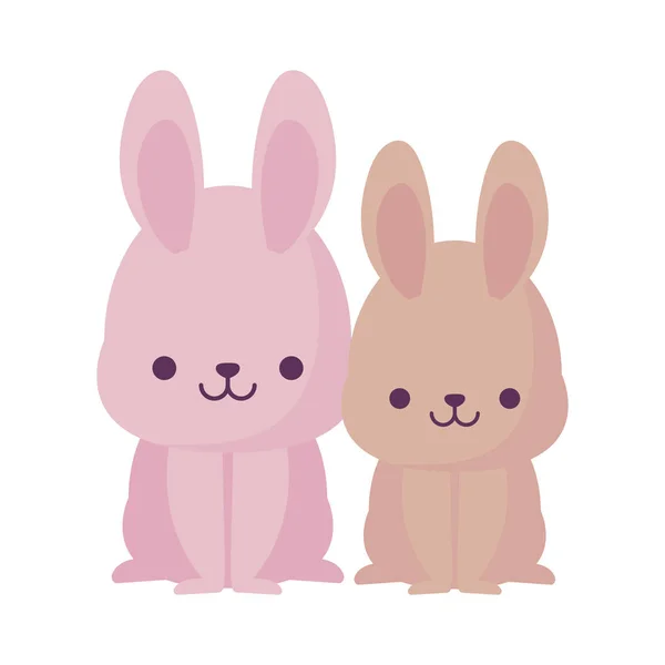 Kawaii rabbits cartoons vector design — Stock Vector
