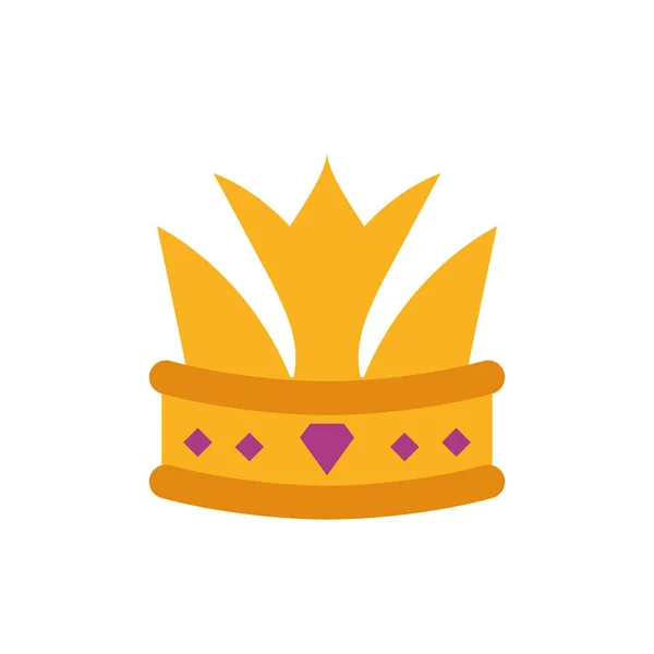 Izolovaný král fialová a zlatá koruna vektor design — Stockový vektor