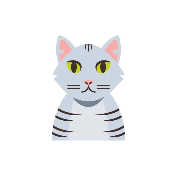 Grazioso grigio e strisce disegno del vettore del fumetto del gatto — Vettoriale Stock