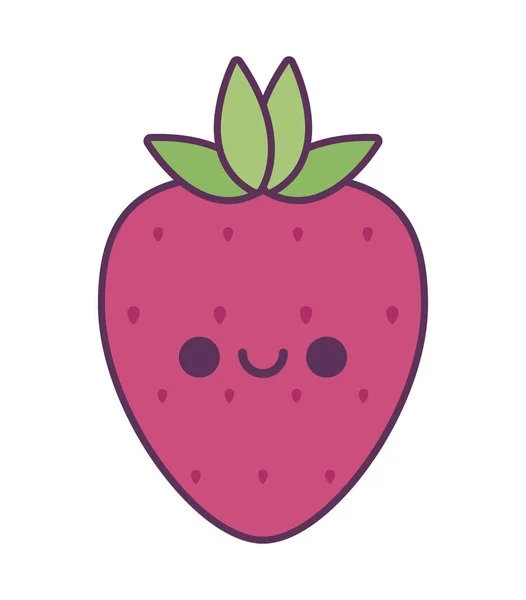 Kawaii jahodové ovoce kreslený vektor design — Stockový vektor