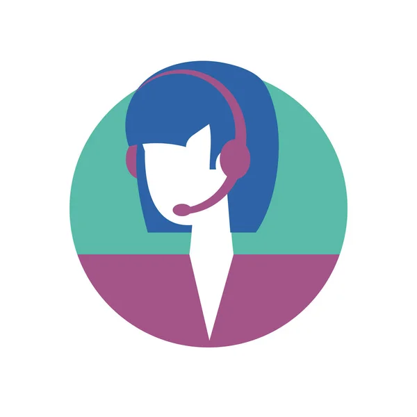 Geschäftsfrau Avatar mit Kopfhörer-Vektor-Design — Stockvektor