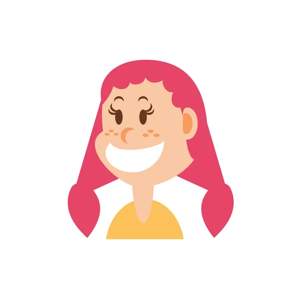 Isolerad flicka tecknad med rött hår vektor design — Stock vektor