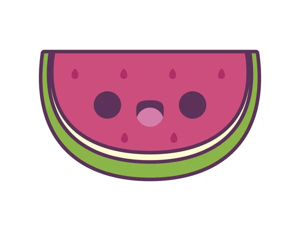 Kawaii pastèque fruit dessin animé vecteur design — Image vectorielle