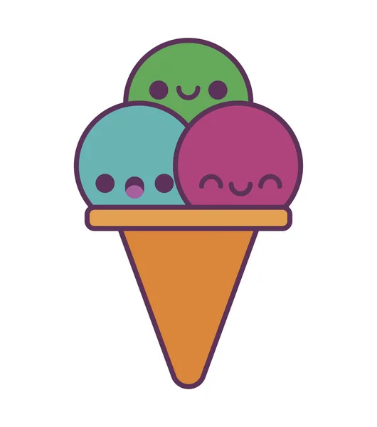 Kawaii helados diseño de vectores de dibujos animados — Archivo Imágenes Vectoriales