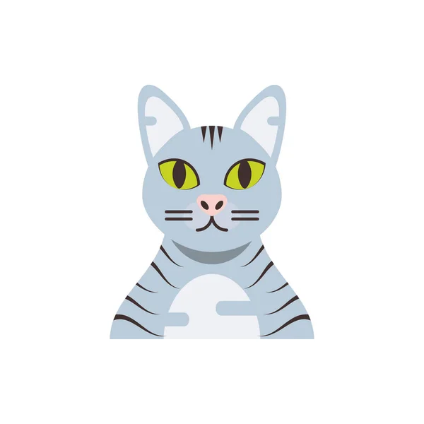 Mignon gris et rayé chat dessin animé vecteur design — Image vectorielle