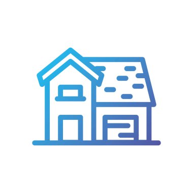 Pencere ve kapı vektör tasarımlı izole bir ev