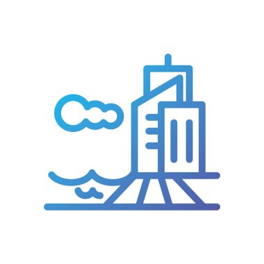 Isolated city building sea and cloud vector design