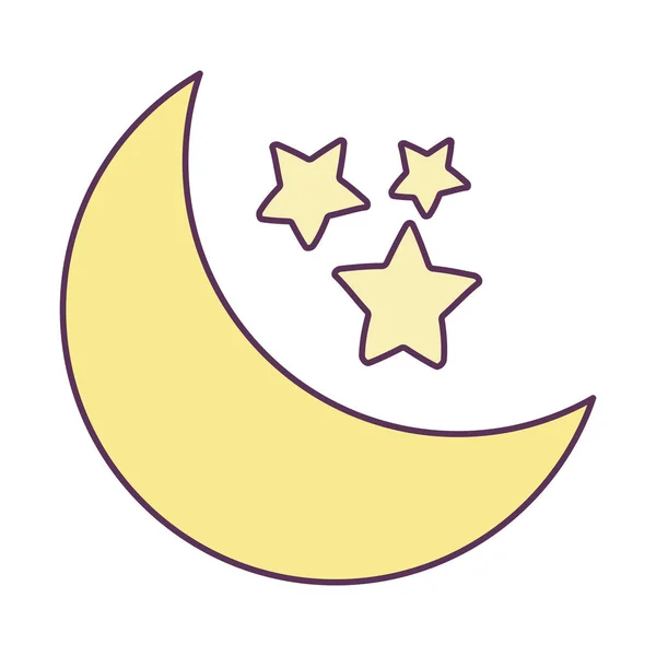 Diseño vectorial de luna y estrellas nocturnas aisladas — Vector de stock