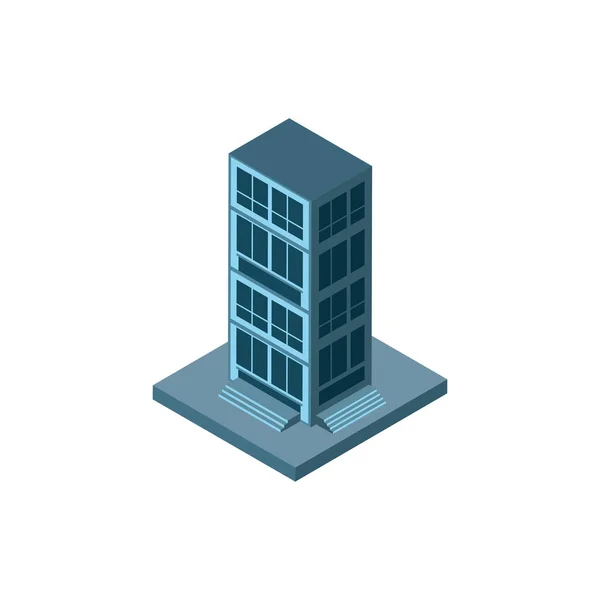 Isométrico diseño vectorial edificio gris ciudad — Vector de stock