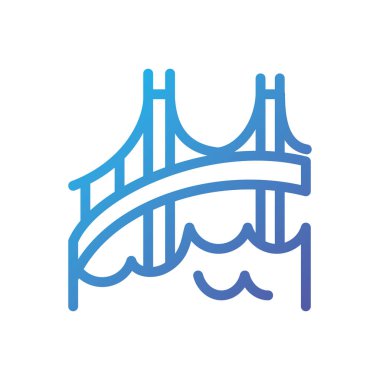 İzole şehir köprüsü ve deniz vektör tasarımı