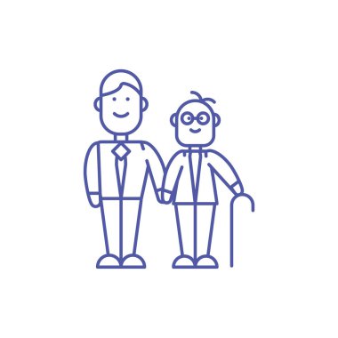 Büyükbaba ve oğul vektör tasarımı