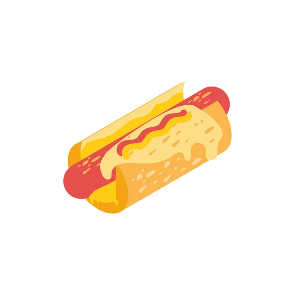 İzole edilmiş sosisli sandviç besin tasarımı — Stok Vektör