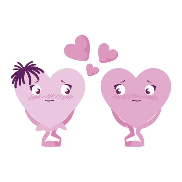 Corazones femeninos dibujos animados vector de diseño — Vector de stock