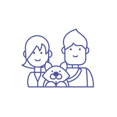 Bir çift kadın, erkek ve köpek vektör tasarımı